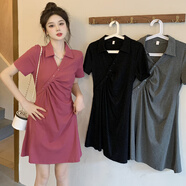 GOYN300斤大碼polo連衣裙女夏季設計感褶皺收腰a字裙胖MM顯瘦遮肉裙子 假兩件胖mm內搭歐美高端 4XL 建議250-300斤