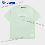 斐樂(lè )（FILA）FUSION潮牌女子針織短袖衫2024夏季新款時(shí)尚純棉基礎T恤 柏松綠-GN S 160/80A