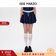 13DE MARZO女士 25春夏新款海軍風(fēng)花苞短裙甜美半身裙時(shí)尚A字裙 深藍(lán)色 S