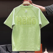 權卿（qUANQINg）夏季新款男士潮牌立體刺繡痞帥時(shí)尚休閑短袖T恤寬松情侶同款上衣 綠色 2XL