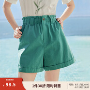 茵曼（INMAN）2025夏女新款時(shí)尚休閑百搭純色花苞舒適遮胯顯瘦A字短褲 紺藍色 L