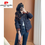 皮爾卡丹（pierre cardin）棉衣棉服女冬季2025年新款爆款潮拼色高級感小個(gè)子假兩件上衣棉襖 黑色 M  （建議107斤內(nèi)）