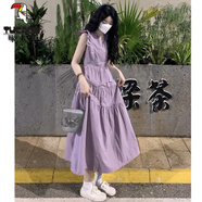 啄木鳥(niǎo)紫色小飛袖女裝夏季2025新款小個(gè)子法式氣質(zhì)蓬蓬公主百搭 修身紫色連衣裙【多巴胺穿搭春天 M (建議95-105斤)