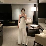 茯見(jiàn)無(wú)袖抹胸裙女2025夏季小香風(fēng)氣質(zhì)吊帶連衣裙生日禮服聚會(huì )長(cháng)裙子 白色 M