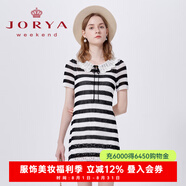 卓雅周末（JORYA weekend）卓雅2023夏季新款鉤花娃娃領(lǐng)黑白撞色條紋針織連衣裙EJWCBR39 黑白條-預(yù)售7天 S-預(yù)售7天