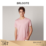 Brloote/巴魯特新疆長絨棉短袖T恤男圓領小白T夏季簡約百搭體恤衫上衣新品 粉色 180/100A