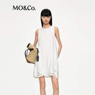 MO&Co.連衣裙2025夏新品天絲亞麻度假風(fēng)鏤空繡花A字小白裙MBE2DRS103 本白色 S /160