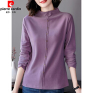 皮爾卡丹雙面德絨打底衫女裝2025秋冬新款半高領(lǐng)長(cháng)袖t恤大碼保暖內搭上衣 紫色【春秋款】  L (建議105-120斤)