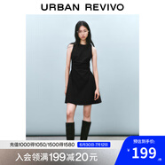 UR2025春季新款女摩登氣質(zhì)褶皺收腰顯瘦無(wú)袖連衣裙UYY750030 黑色 S