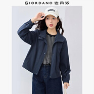 佐丹奴外套女小個(gè)子甜酷寬松立領(lǐng)夾克短款皮膚風(fēng)衣女13375104
