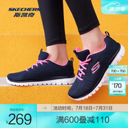 斯凱奇（Skechers）鞋運動鞋女款透氣跑步鞋媽媽鞋健步鞋輕便慢跑鞋子夏季 12615-NVHP 海軍藍色/桃紅色 38