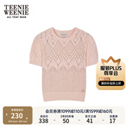 Teenie Weenie小熊春夏鏤空鉤花泡泡袖套頭短款時(shí)髦毛衣針織衫女裝 粉色 M 165