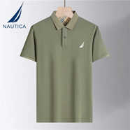 諾帝卡（NAUTICA）舒適透氣商務(wù)休閑短袖T恤翻領(lǐng)棉質(zhì)POLO衫 軍綠 3XL