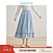 茵曼（INMAN）100%新疆棉法式重工立體繡花襯衫2025春季女裝新款寬松顯瘦上衣 霧霾藍(lán)-18412655 M