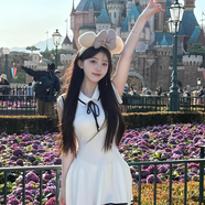 樂卡利夏季女裝連衣裙2025撞色翻領(lǐng)針織短袖連衣裙簡約顯瘦遮肚子潮流裙 白色 均碼 建議90-120斤