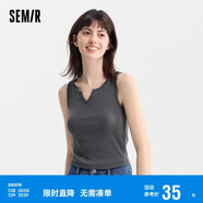 森馬背心女短款針織內(nèi)搭顯高女士夏緊身純色上衣百搭109324102001