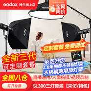 神牛（Godox）SL300W三代直播補光燈LED攝影套裝視頻拍攝常亮燈 SL300三代三燈套裝【電商拍攝/直播】 官方標配