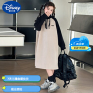 迪士尼（Disney）女童春裝連衣裙2025美式大童公主裙女孩寬松洋氣兒童衛(wèi)衣裙 黑色 160 cm