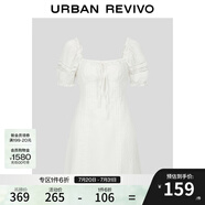 UR【鐘楚曦同款】2025夏季新款女波嬉風(fēng)蕾絲花邊連衣裙UYL750048 本白 S
