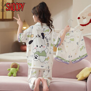 史努比（SNOOPY）女童睡衣2025新款夏季三件套兒童冰絲薄款短袖長(cháng)褲女孩公主家居服 31948冰涼感[短款+短褲+長(cháng)褲] 均碼 [童16碼]身高135-145CM體重