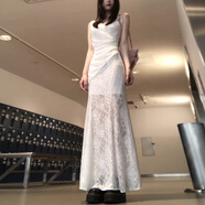 冶芷法式白色蕾絲吊帶連衣裙子女夏季2025新款修身包臀長(zhǎng)裙 白色蕾絲吊帶連衣裙 L