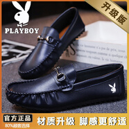 花花公子（PLAYBOY）花花公子豆豆鞋男士夏季2025新款上班駕車一腳蹬軟底韓版休閑皮鞋 深藍(lán)【升級款】 39 標(biāo)準(zhǔn)運動碼