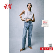 H&M女裝牛仔褲秋季時(shí)尚高腰直筒闊腿寬松休閑褲1067430 淺牛仔藍(lán) XS 155/60A