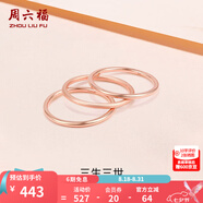 周六福（ZLF）七夕禮物  18K金戒指女三生三世彩金素圈戒指玫瑰金尾戒生日T 22號 -磨砂