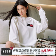 MEDM 小標袖章長(cháng)袖T恤男早秋上衣女美式體恤情侶款休閑上衣潮 白色 S