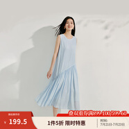 茵曼（INMAN）純色寬松抽繩連衣裙2025夏季女裝新品簡約無袖中長款背心裙 天空藍 M