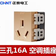 正泰（CHNT）開關插座面板120型五孔USB模塊NEW9E香檳金二三插功能鍵 16A空調 插座