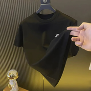 SHXI小七美麗服飾打底男士百搭簡(jiǎn)約休閑時(shí)尚中奢港澳圓領(lǐng)男女T恤 黑色 M