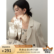 自巧小個(gè)子亞麻顯瘦雙排扣西裝外套女2024早春新款氣質(zhì)設(shè)計(jì)感上衣 亞麻色 XS (2碼)
