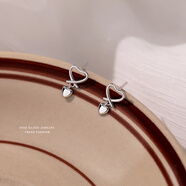 墨利亞（Meliades）s925純銀愛(ài)心耳釘女甜美百搭仙女風(fēng)鏤空心形耳飾情人節禮物送女生 白金色 925銀