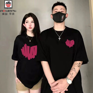 AEMAPE情侶裝衣服一女一男情侶款夏情侶裝夏季潮流t恤短袖高級感網(wǎng)紅 [短袖]紅愛心 男黑+女黑 男XL+女M