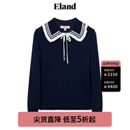 ELAND衣戀針織衫女娃娃領(lǐng)羅紋長(zhǎng)袖修身打底衫女甜美風(fēng)毛衣 藏青色(59)Navy S 160