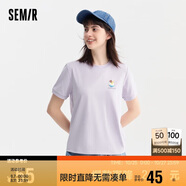 森馬羅小黑短袖T恤女印花俏皮上衣夏卡通圓領(lǐng)套頭衫109324100002