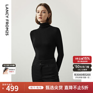 朗姿【王楚然同款】純羊毛高領(lǐng)針織衫春冬內(nèi)搭打底上衣曠野美拉德 黑色2 XL