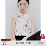 自巧小個子水墨印花掛脖連衣裙女新中式2024夏季新款襯衫魚尾裙子 水墨印花襯衫 XXS (1碼)