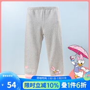 迪士尼寶寶（Disney Baby）迪士尼女童修身顯瘦打底褲米妮黛絲卡通印花休閑褲24年春新品 花灰 150