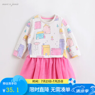 marcjanie馬克珍妮童裝兒童春秋季新款 女童連衣裙 寶寶時(shí)尚圖案網(wǎng)紗衛(wèi)衣裙201279 魔法小鎮(zhèn) 73 18M