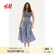 H&M女裝無(wú)領(lǐng)連衣裙2025夏季新款吊帶波嬉風(fēng)設(shè)計(jì)感碎花裙1217947 深藍(lán)色/佩斯利花紋 M 165/96