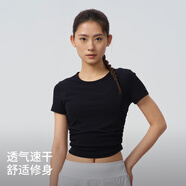 bossini.X堡獅龍速干T恤女戶外2025新款快干衣透氣運動短袖騎行上衣 黑色 S