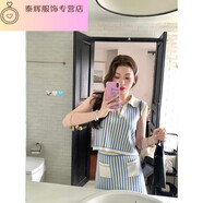 樊浩連衣裙女裝2025夏季學(xué)院風(fēng)豎條紋無袖上衣半身裙時(shí)尚套裝裙女 藍(lán)白條紋上衣+藍(lán)白條紋半裙 均碼  S