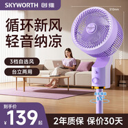 創(chuàng)維空氣循環(huán)扇電風(fēng)扇家用智能語(yǔ)音遙控大風(fēng)力輕音臺(tái)地兩用循環(huán)風(fēng)扇電扇渦輪換氣扇冰島系 【紫色基礎(chǔ)款】旋鈕操控Q858