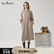 謎底衛(wèi)衣裙長(zhǎng)袖女2024冬新品休閑風(fēng)套頭抽繩收腰連衣裙244ML1621 沙漠色 XL