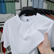 利郎輕奢夏季圓領(lǐng)短袖T恤男士半袖桑蠶.絲純色白體恤休閑薄款冰.絲上 白色 2XL 180