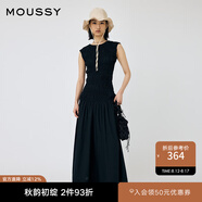 moussy 夏季新品優(yōu)雅氣質(zhì)重工不規(guī)則褶皺連衣裙010HA233-3831 020黑色 M