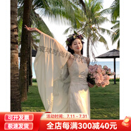 EIA【I do 求婚裙】新中式時尚輕奢連衣裙女春季小白裙復(fù)古改良旗袍 高個子旗袍連衣裙 無彈【杏色】 S (85斤-100斤)