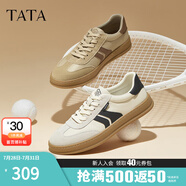 他她（TATA）休閑復(fù)古德訓(xùn)鞋男鞋百搭板鞋小白鞋2024秋季新款OCQ01CM4 卡其/啡 40